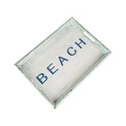 Tray Wood Tray Home Decoration Aqua Blue And White Wooden Beach Service Tray Wooden Tray