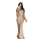 Dress 2021 New Arrivals Women Ladies Vestidos Largo Long Sleeve Party Maxi Sequin Evening Dress