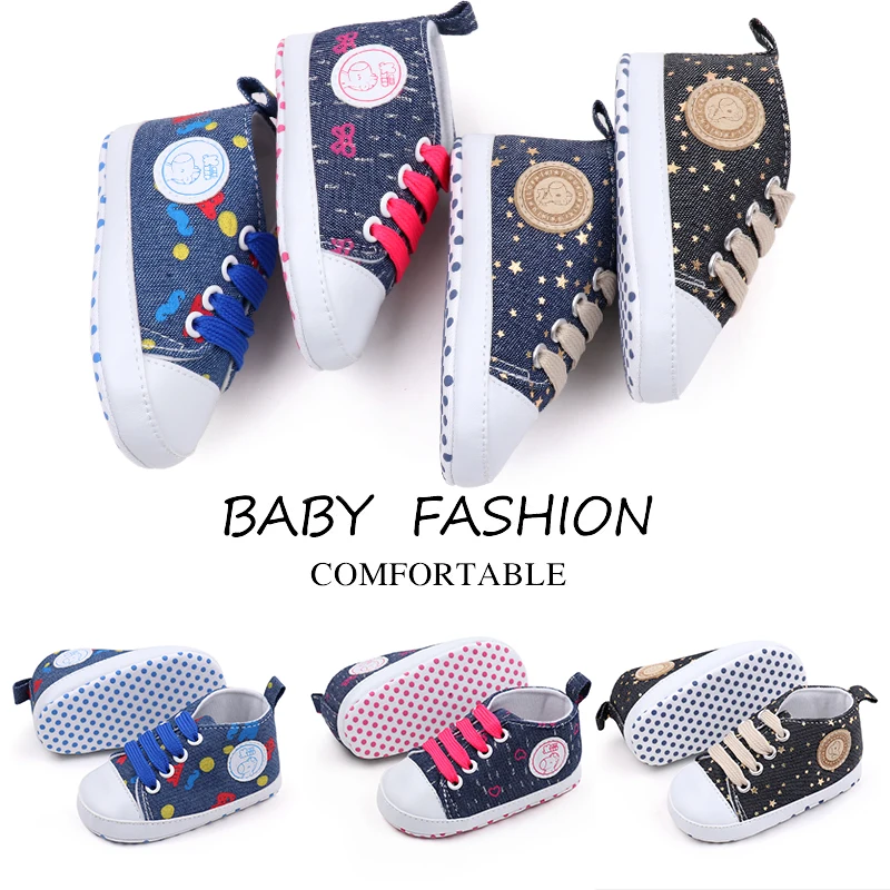 Spring and Autumn Animal logo Soft-soled Canvas Baby Shoes for Girls and Boys details