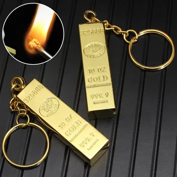 HY735    gold bar million matches Metal kerosene lighter open flame key chain set wholesale