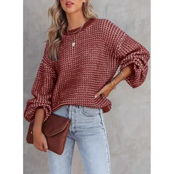 Dear-Lover Odm Private Label High Quality Loose Knitted Drop Shoulder Puff Sleeve Oversize Sweater For Women