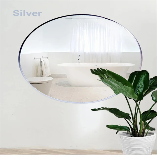 Modern Luxury Bathroom Dressing Table Metal Framed Round Large Big Explosion-proof Wall Mounted Mirror