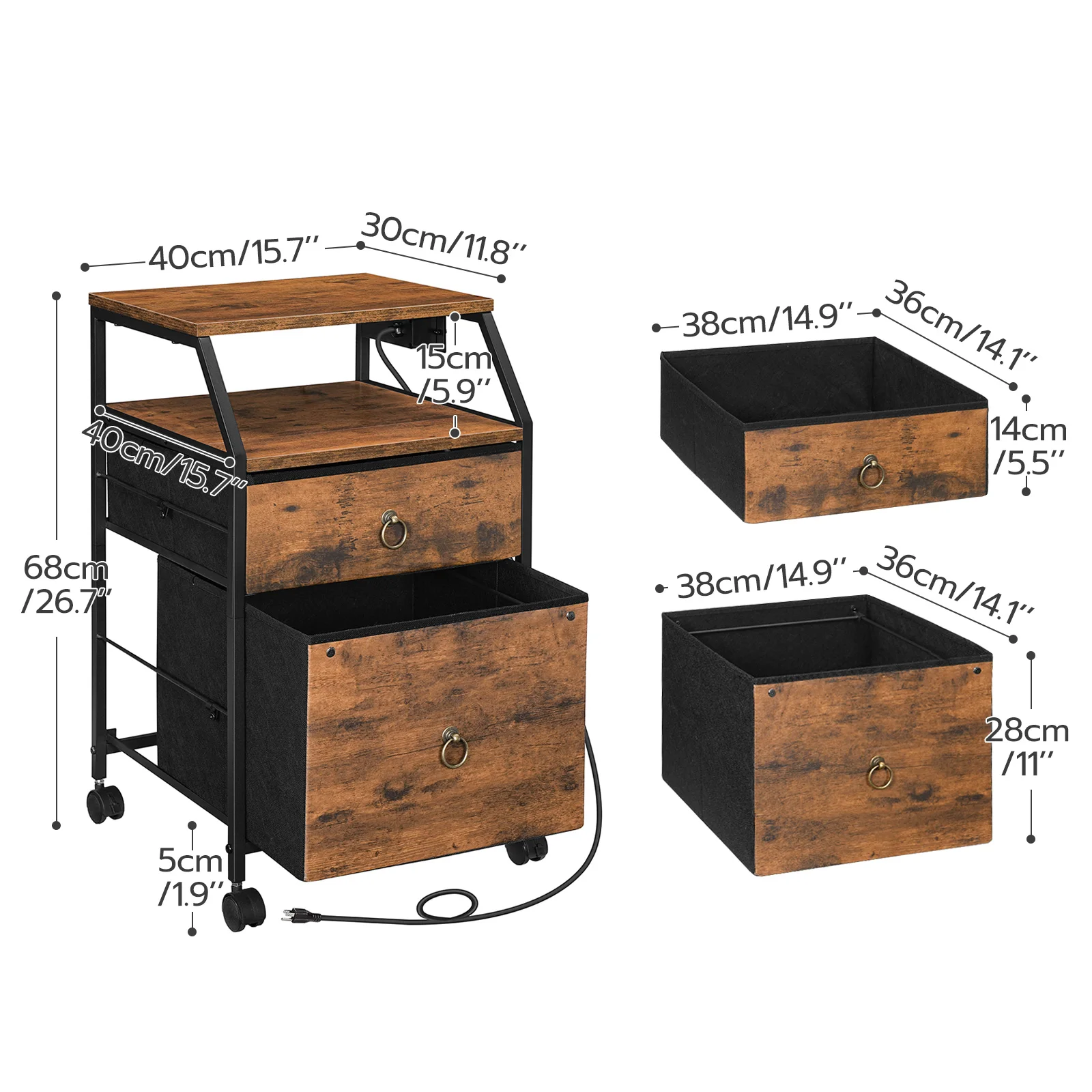 Wholesale Mobile Printer Storage Stand Portable Filing Cabinet Office Printer Cart with Charging Station