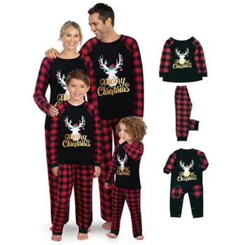 Christmas Family Pajamas Sleepwear One Set New Cute Short Summer Nighty Wholesale One set Chinese Women Pajamas