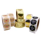 Sticker Adhesive Wholesale Gold Roll Logo Printing Thankyou Sticker Label Customized Adhesive Paper Adhesive Pvc Sticker
