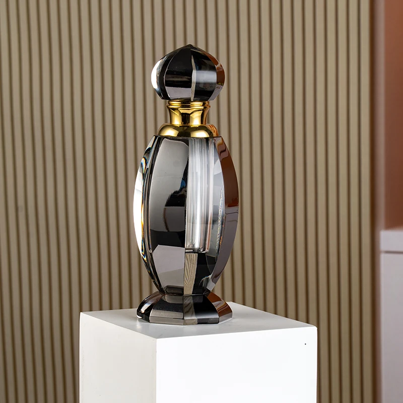 product new design black mirror quality glass empty bottle 18m large capacity customizable crystal perfume bottle-8