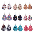 Teardrop Earrings Earrings NEW Fashion Women Trendy Handmade Teardrop Floral Leather Earrings