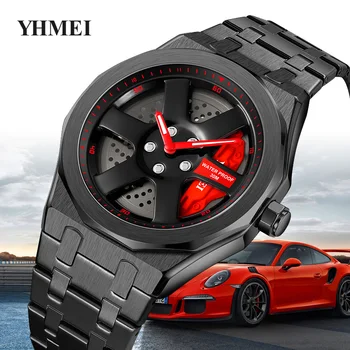 Original car wheel Rim Spinning Wheel Watches stainless steels Waterproof rotating dial 3d mens watches sports car watches