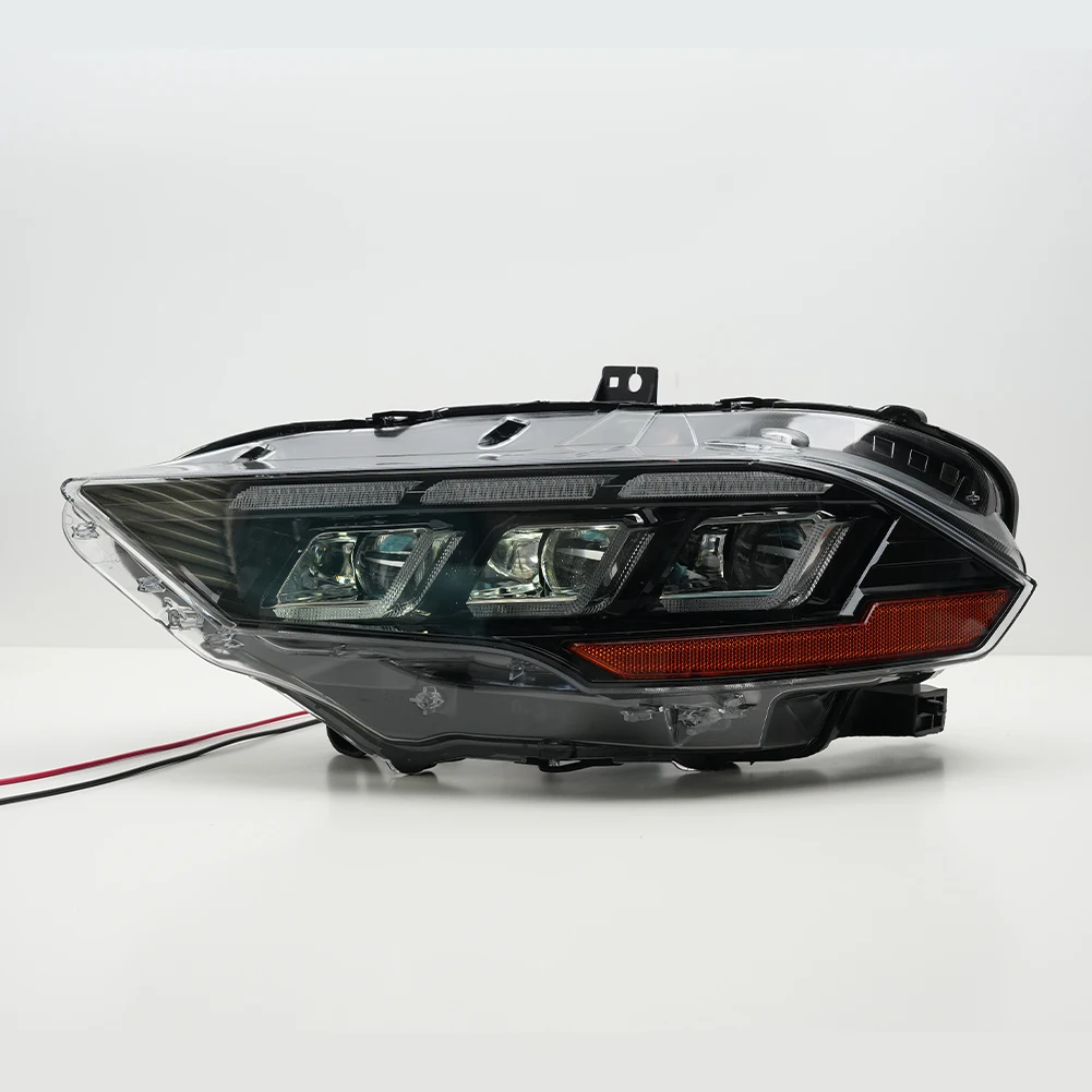 product headlight head light led 3 lens headlights head lamp for ford mustang headlamp three triple eye 2018 2020 plug and play-6