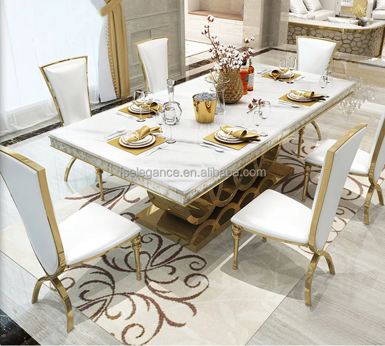 14 seater console corner dining 3d welding marble kitchen white stainless steel Modern Console table