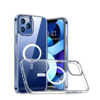 Clear Transparent TPU Acrylic Phone Wireless charging case Magnetic mobile phone case For iPhone 11 12 PRO charge