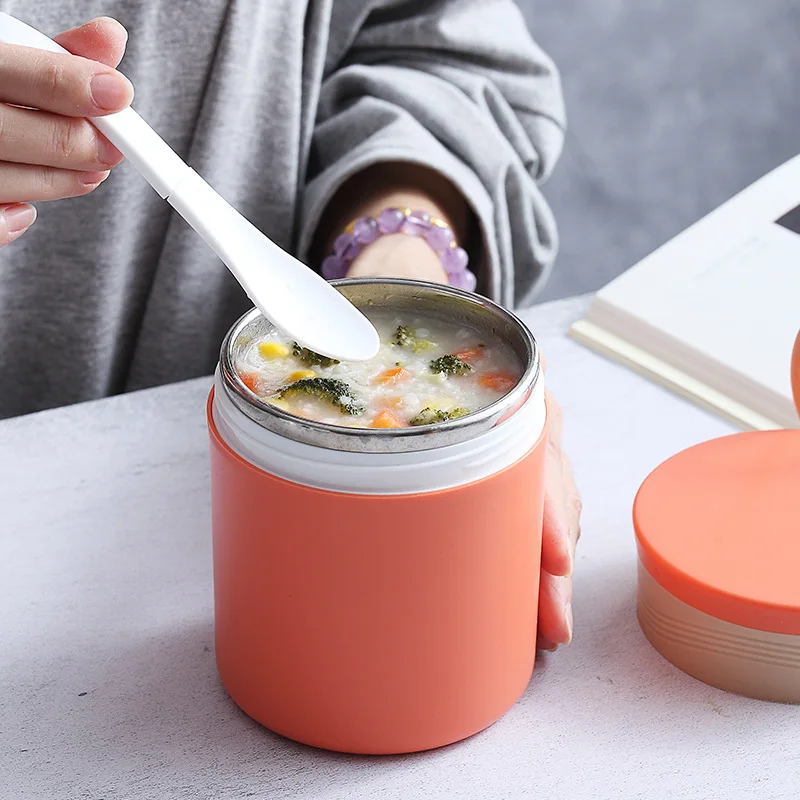 Hot Amazon High Quality Portable To Work Food Jar Container Thermo Food Flask Kids Lunch Box Stainless Steel Soup Cup