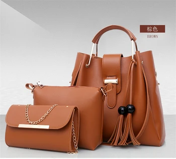 Classic Good Price Pu Leather Ladies Shoulder Tote Bag Women Purses 2022 Handbags Set