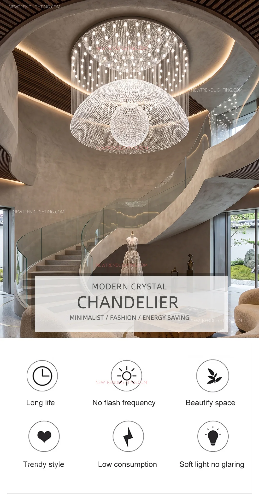 cpl 522 custom cascading crystal chandelier luxury architectural led lighting manufacturer for hospitality projects-0