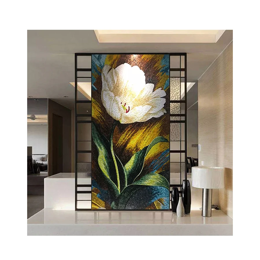 Glass Painting Designs Cutting Flower Pattern Decorative Mosaic ...