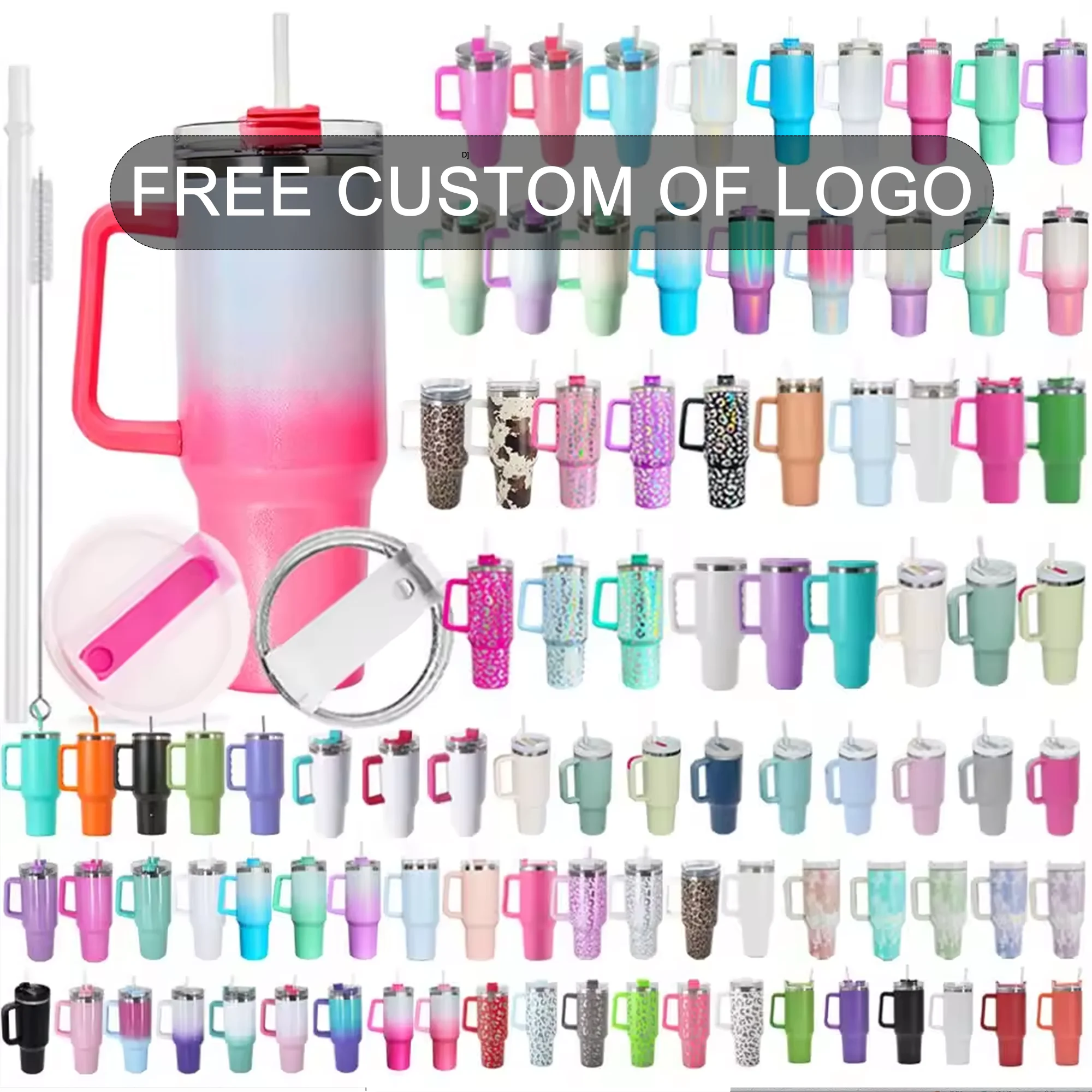 Wholesale 40oz Sublimation blanks Adventure Quencher Travel Mugs Stainless Steel Vacuum Insulated Tumbler with Handle