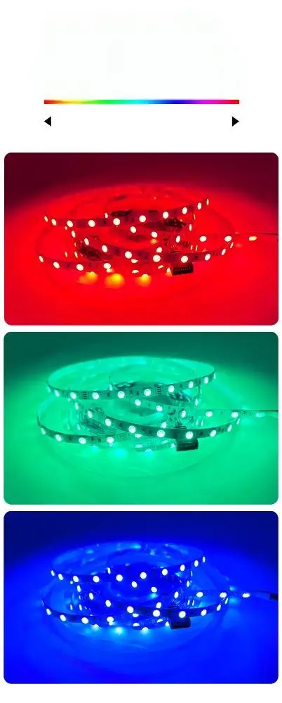 5V RGB LED Strip Light Powered 60LEDs Flexible SMD 5050 for Mirror, Kitchen Cabinet, Bedroom, Christmas Decor