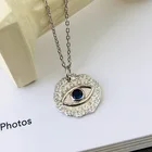 Pendant Sterling Silver Daidan Pendant 925 Sterling Silver Blue Evil Eye Zircon Coin 18K Gold Plated Pendant