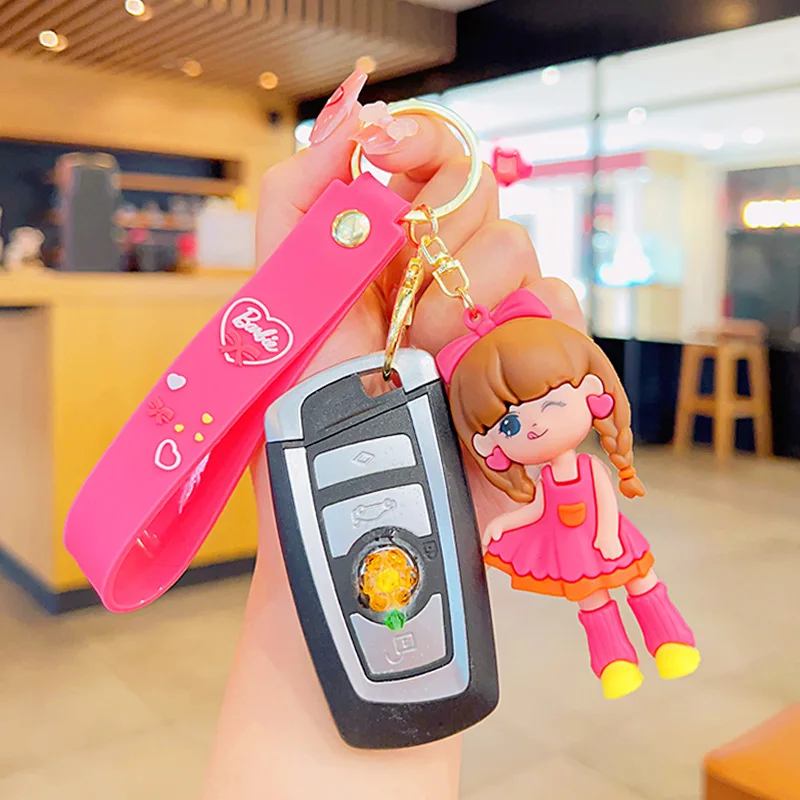 Hot sales 5 colors 3d Custom Dancing girl Cartoon Anime figure Car accessories Plastic key chains