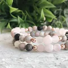 Pink Bead Rose Gold 925 Silver Beaded Pink Rose Quartz Gemstone Lava Bead Essential Oil Diffuser Bracelet