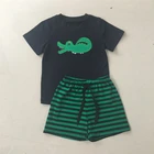 Kids Kids Sets 2021 Summer Design Baby Boy Short Sleeves Outfit Sets Embroidery Cartoon Striped Boutique Kids Shorts Sets