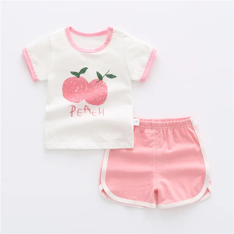 manufacturer ODM/OEM Baby Short Sleeve Set Cotton Baby T-Shirt Clothing 2 Piece Baby Shorts Set Wholesale