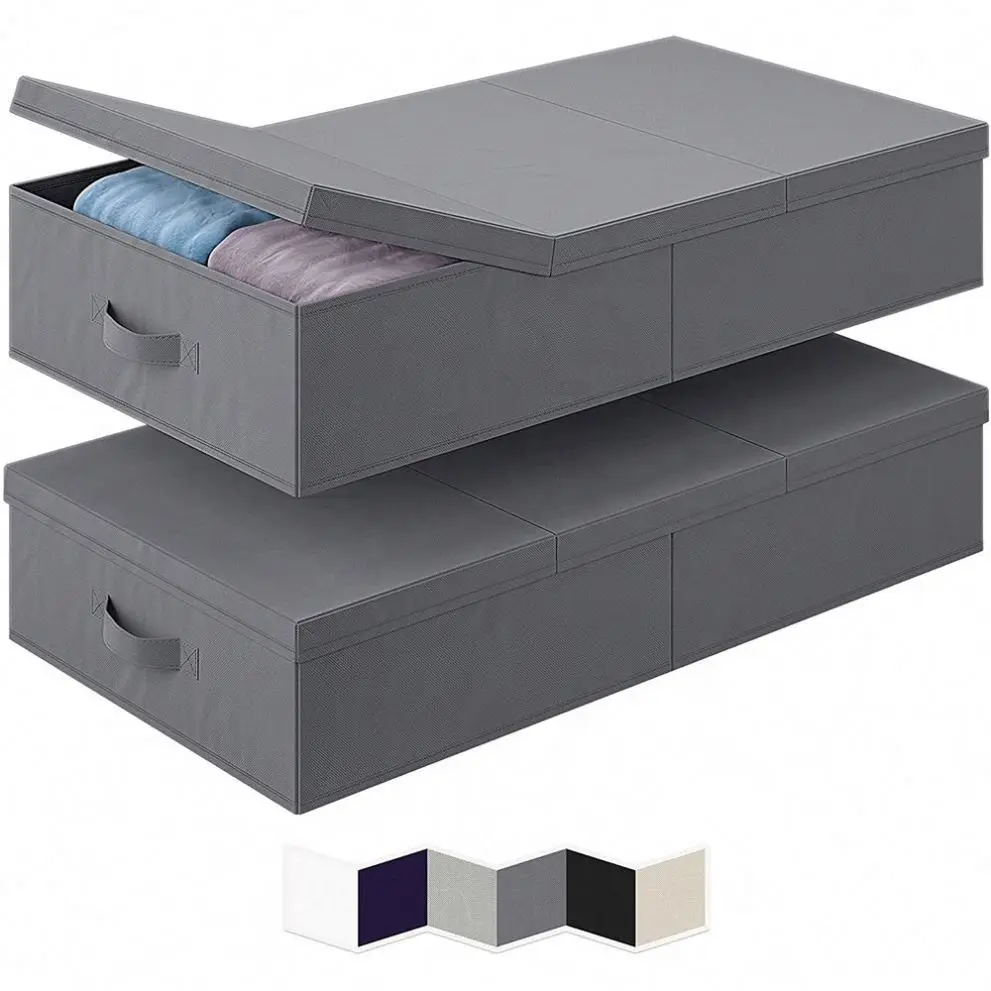 Wholesale Hot Selling 2 Pack of Storage Organizer Fabric Storage Under Bed Storage Box with Durable Handle