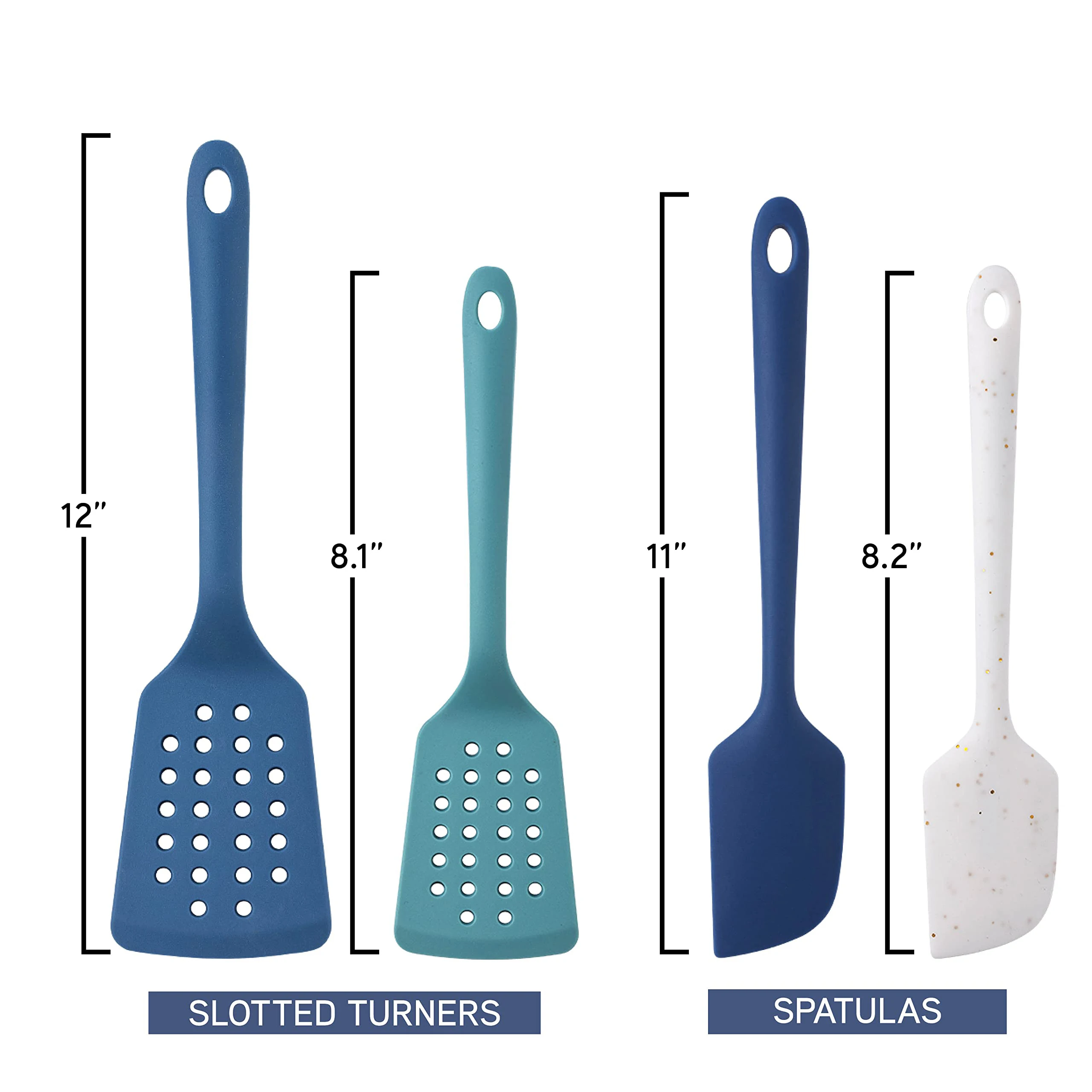 Silicone Spatula Set- 4 Piece Kitchen Utensil Set with 1 Large Silicone Spatula 1 Slotted Turner 1 mini silicone spatula