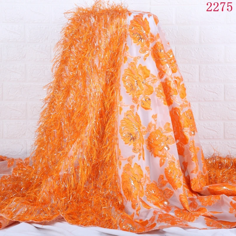 African Brocade Lace Fabric Gilding French Tulle Feather Lace