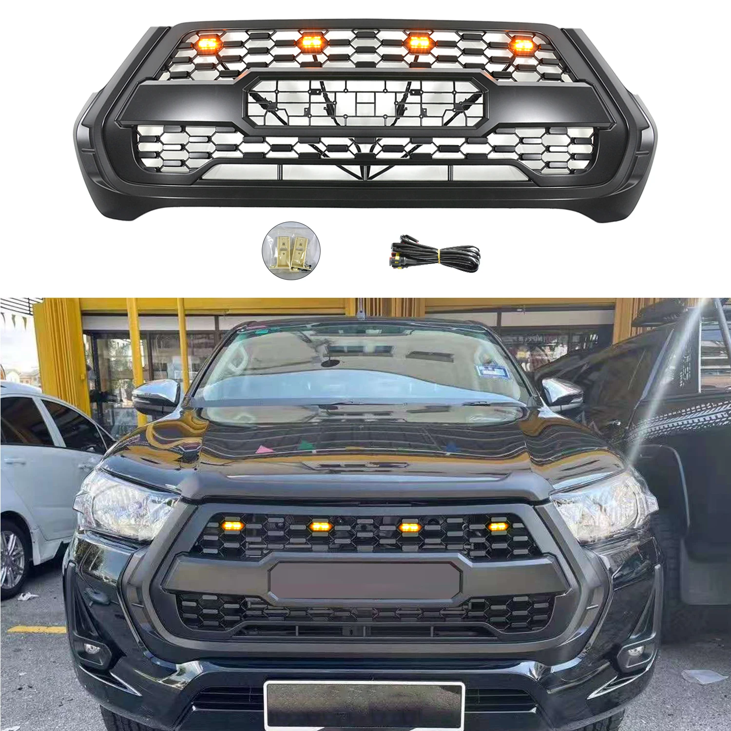Modified New For Hilux Front Grill For Hilux Revo 2021 ABS Grill Auto