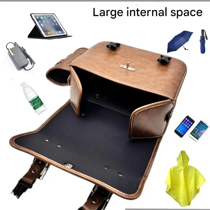 Dual Side Leather Saddle Bag for Comfortable Motorcycle Riding Rear Seat Tail Box with Hanging Rear Tail Bag
