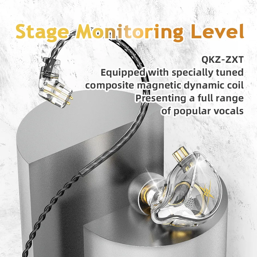 QKZ ZXT Mobile Phone Sports Headphones In-Ear Plug-in Headset Monitor-level Stage Earphones