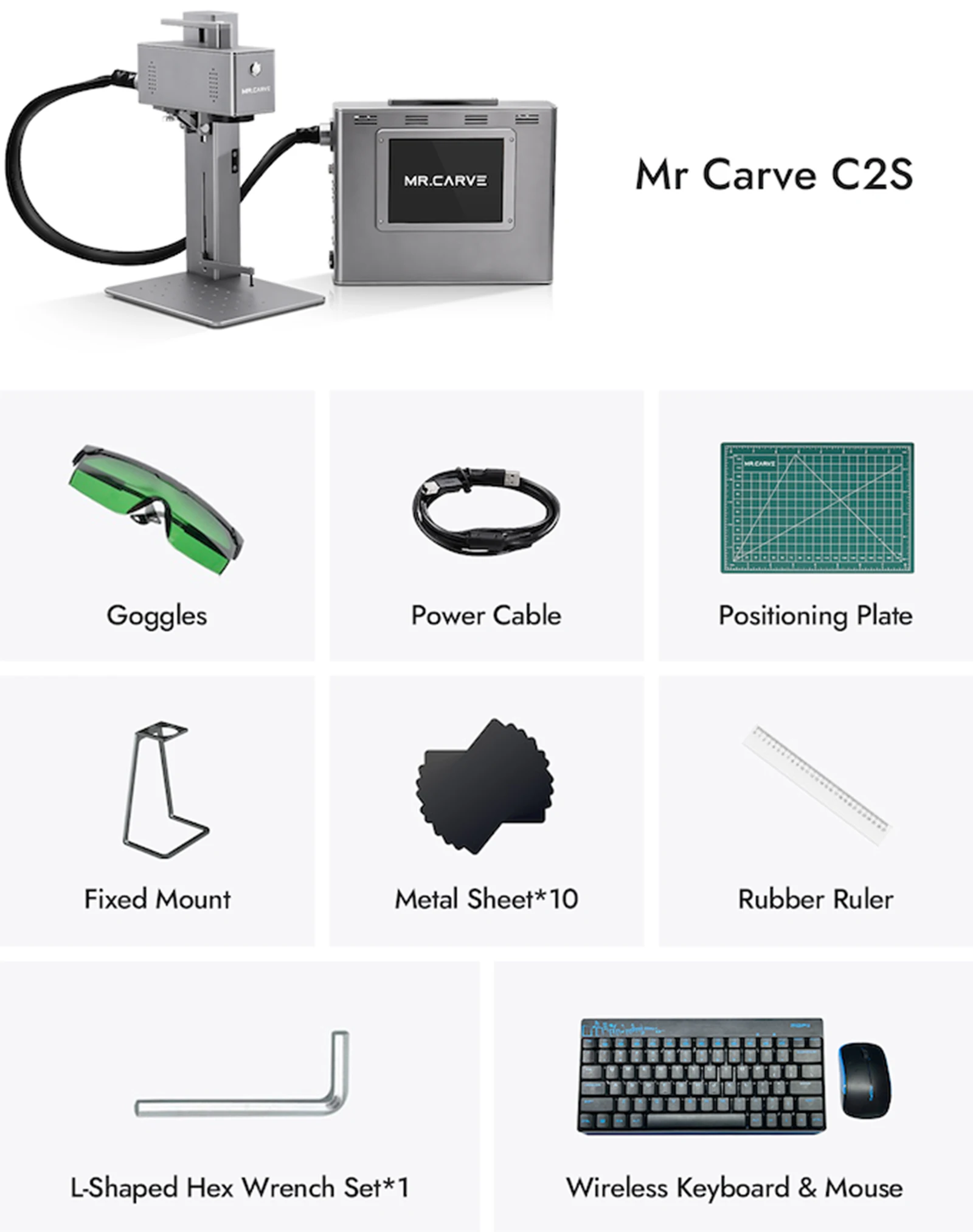 MR.CARVE C2 Fiber Laser Engraving Machine 20W Autofocus Metal Handheld Portable Laser Engraver Marker for Metal Plastic Rubber