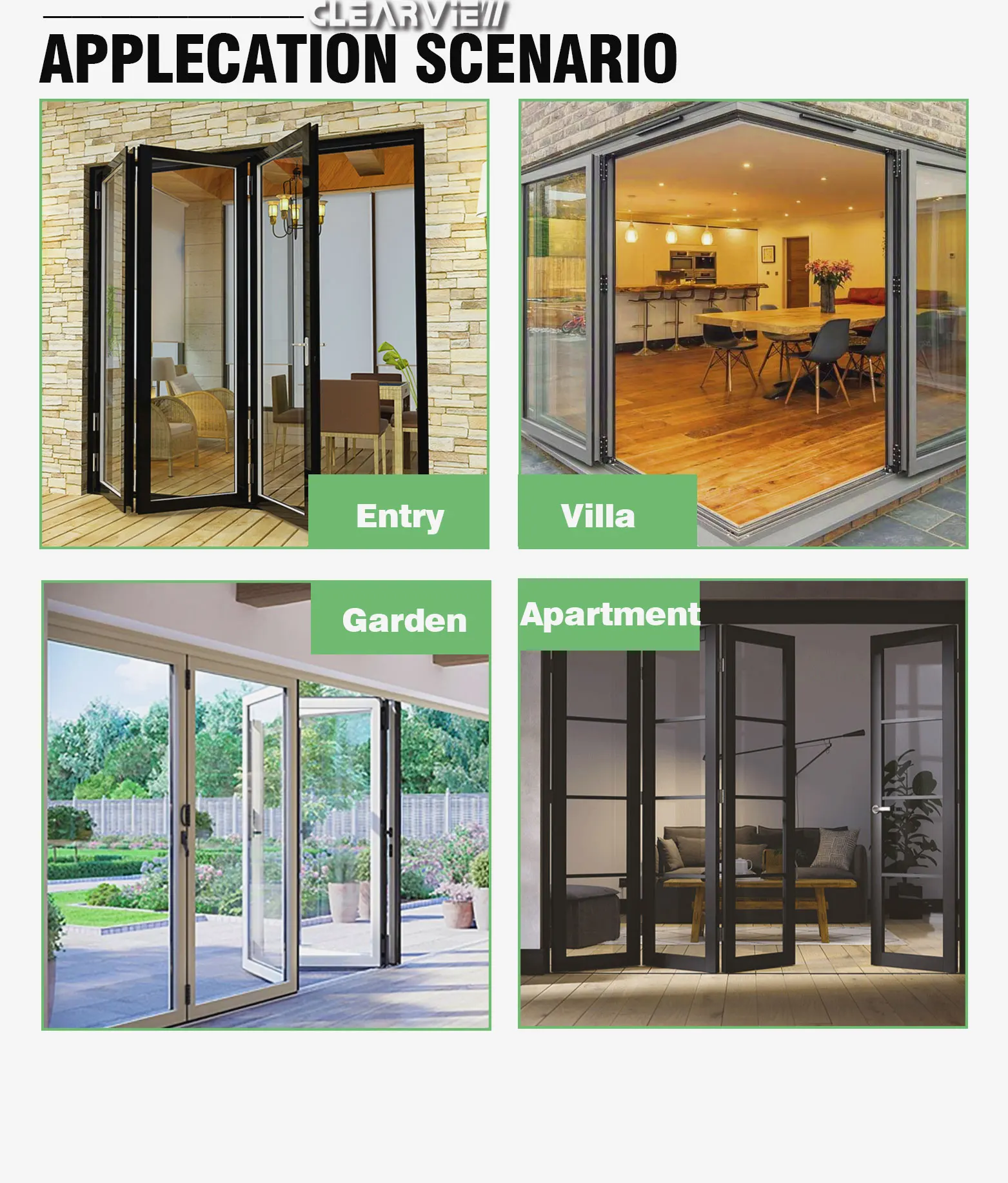 Clearview Bifold Doors Hurricane Impact Sound Proof Folding Main Door