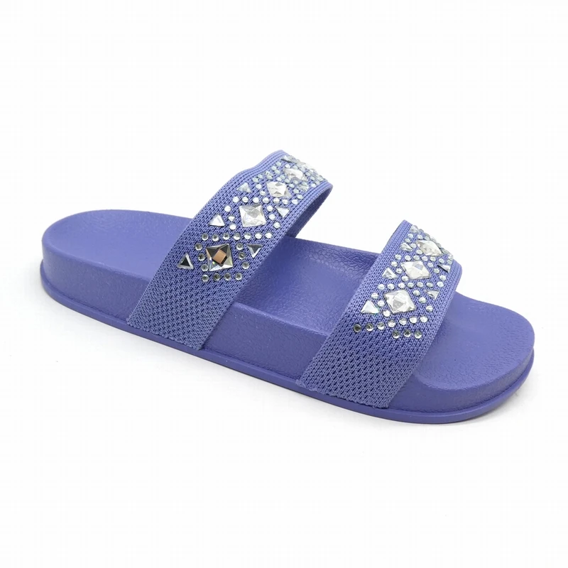 New rhinestone shoes womans slippers Double straps open toe flat sandals
