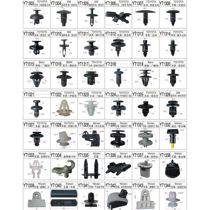 Universal Plastic Fender Clips, Push Bumper Fastener Rivet Clips With 6 Size Body Retainer Bumpers Clips manufacture
