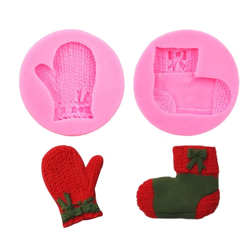 Top Sellers Knitted sock shape Cake Decorating Tools Baking Mold Fondant Silicone Mold