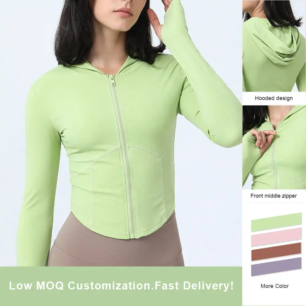 Sodalemon 2022 New Design Running Zipper Jacket Women Hooded Yoga Sportswear jacket With Thumb Hole