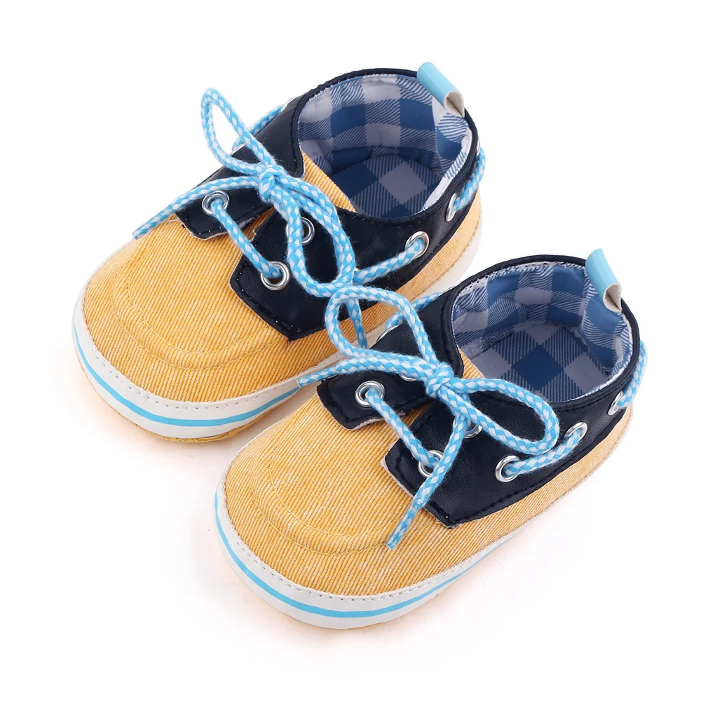 Color-matching Casual Lace-up Baby Soft Soles Anti-slip and Wear-resistant Canvas Shoes supplier