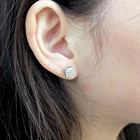 Diamonds Stud Earring Princess Cut 6mm Moissanite Diamonds Genuine 14K White Gold Stud Earring Jewelry