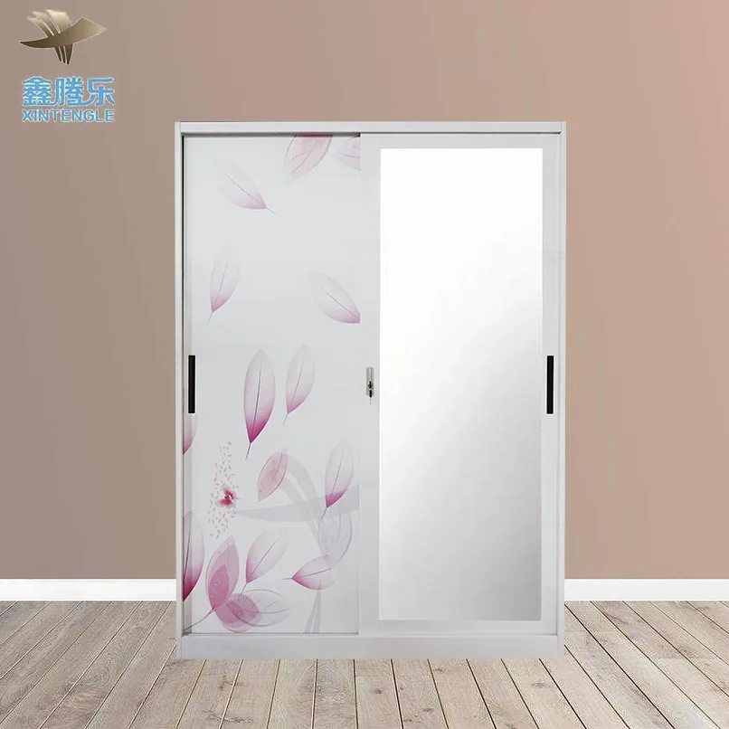 Customized Kd Living Room Metal Wardrobe 2 Swing Door Almirah Cabinet Storage Factory Production Steel Locker for Home Furniture