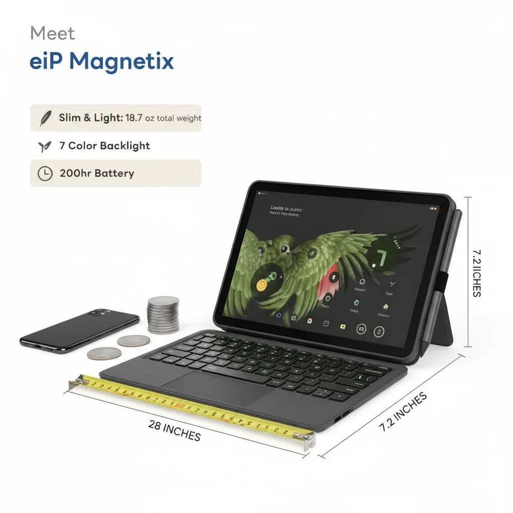 product magnetic keyboard case for google pixel tablet 11 inch adjustable angle detachable portable speaker dock backlight laudtec-3