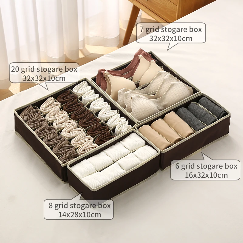 Hot Sell Foldable Underwear Storage Box Wardrobe Bra Socks Storage Box Drawer Underwear Organizer