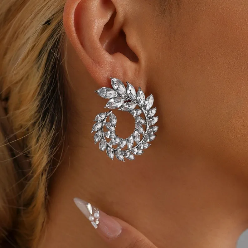 Wholesale Grace Jewelry Customizable Ins fashion exaggerated sparkling diamond earrings 925 Sterling Silver Earrings
