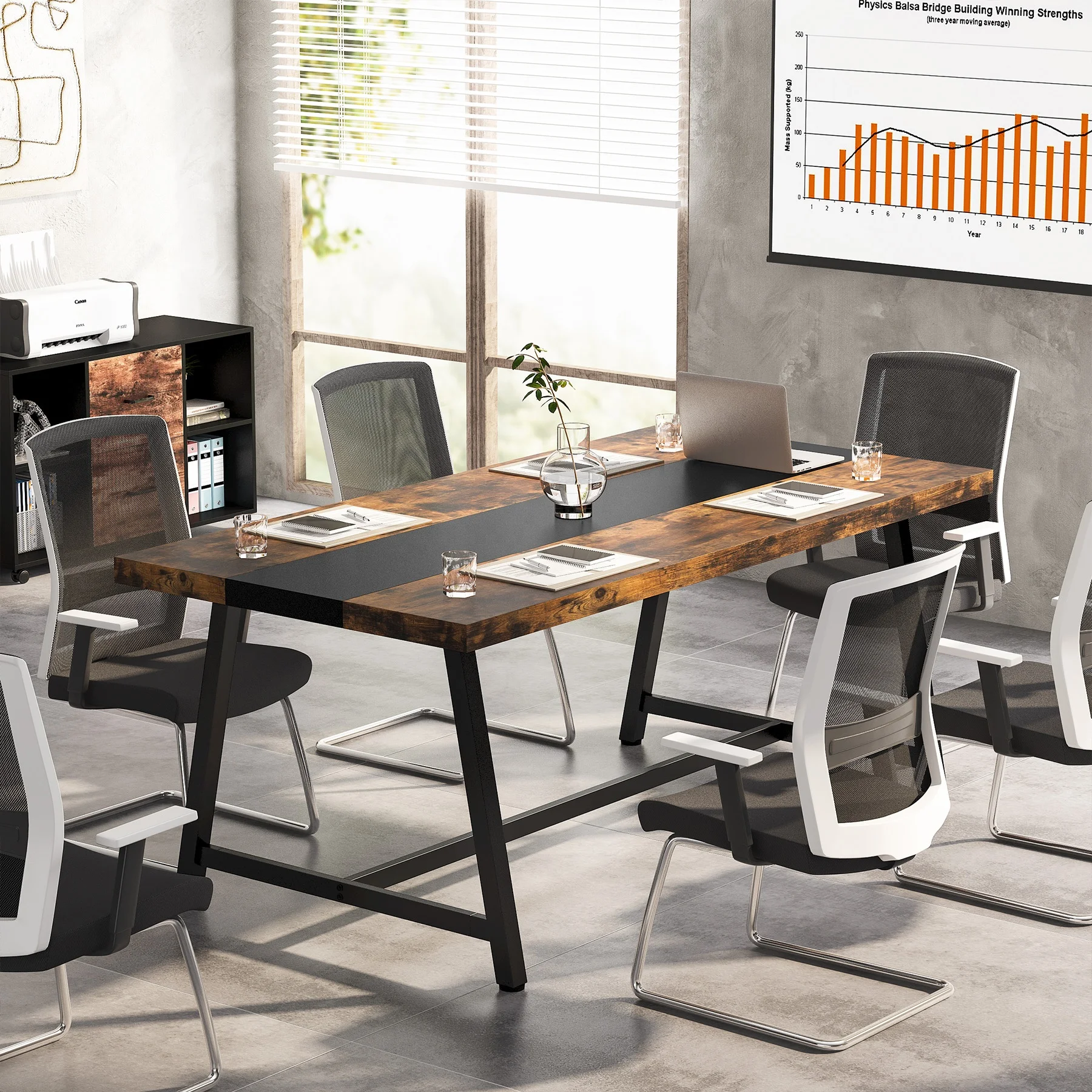 Tribesigns Rectangle Conference Meeting Office Executive Desk Table for Conference Room home furniture