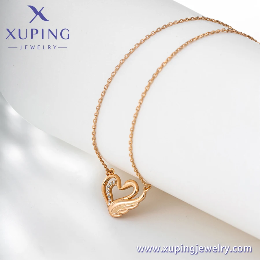 X000464911 Xuping Jewelry New Fashion Design Swan Heart Necklace Women Elegant 18K Gold Color Exquisite Versatile Necklace