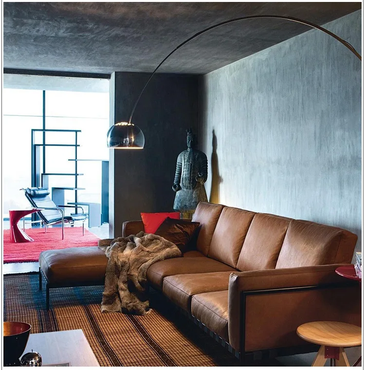 Modern Marble Base Arc Standing Floor Lamp For Living Room