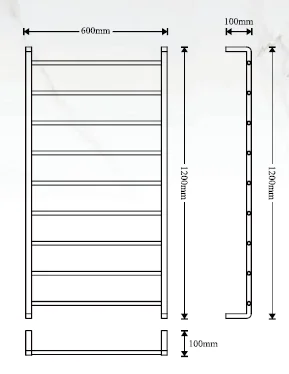 Steel Electric Towel Warmer, Stainless, Wall - detail 8