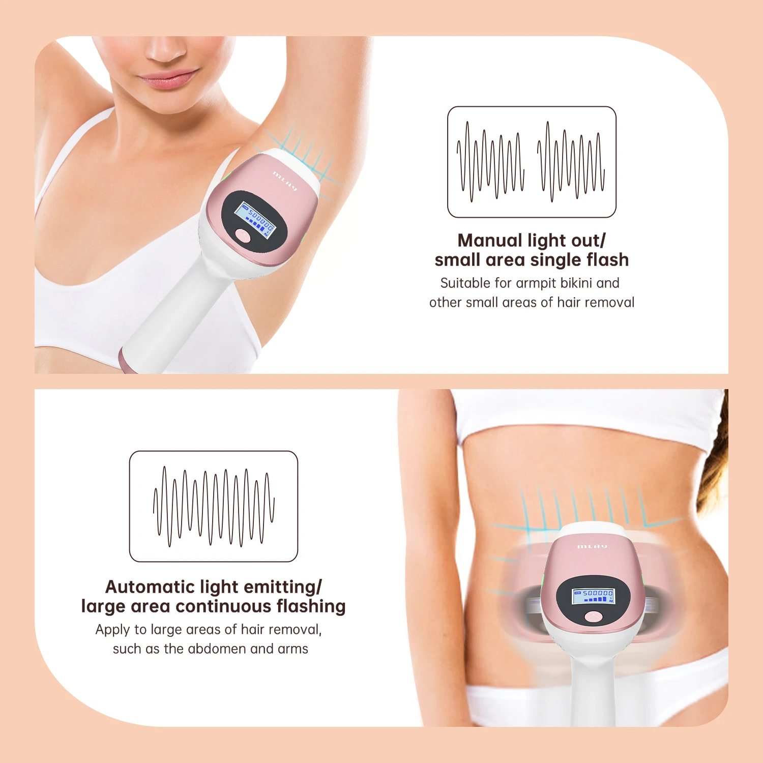 MLAY T3 Home Handheld Mini IPL Laser Device Portable Skin Rejuvenation and Permanent Hair Removal with Acne Treatment Feature