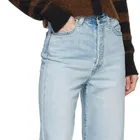 Pants Medium Pants Womens OEM Customized Elegant Comfortable Blue Washed Straight Ankle Jeans Pants